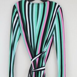 Diane Von Furstenberg Multicolor Wrap silky Striped Dress